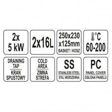 YG-04634 YATO GASTRO Friteuza dubla electrica, cap..